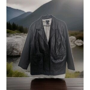 Vintage Maggie Barnes Black Leather Blazer Style Jacket Women's Size 1X 18/20